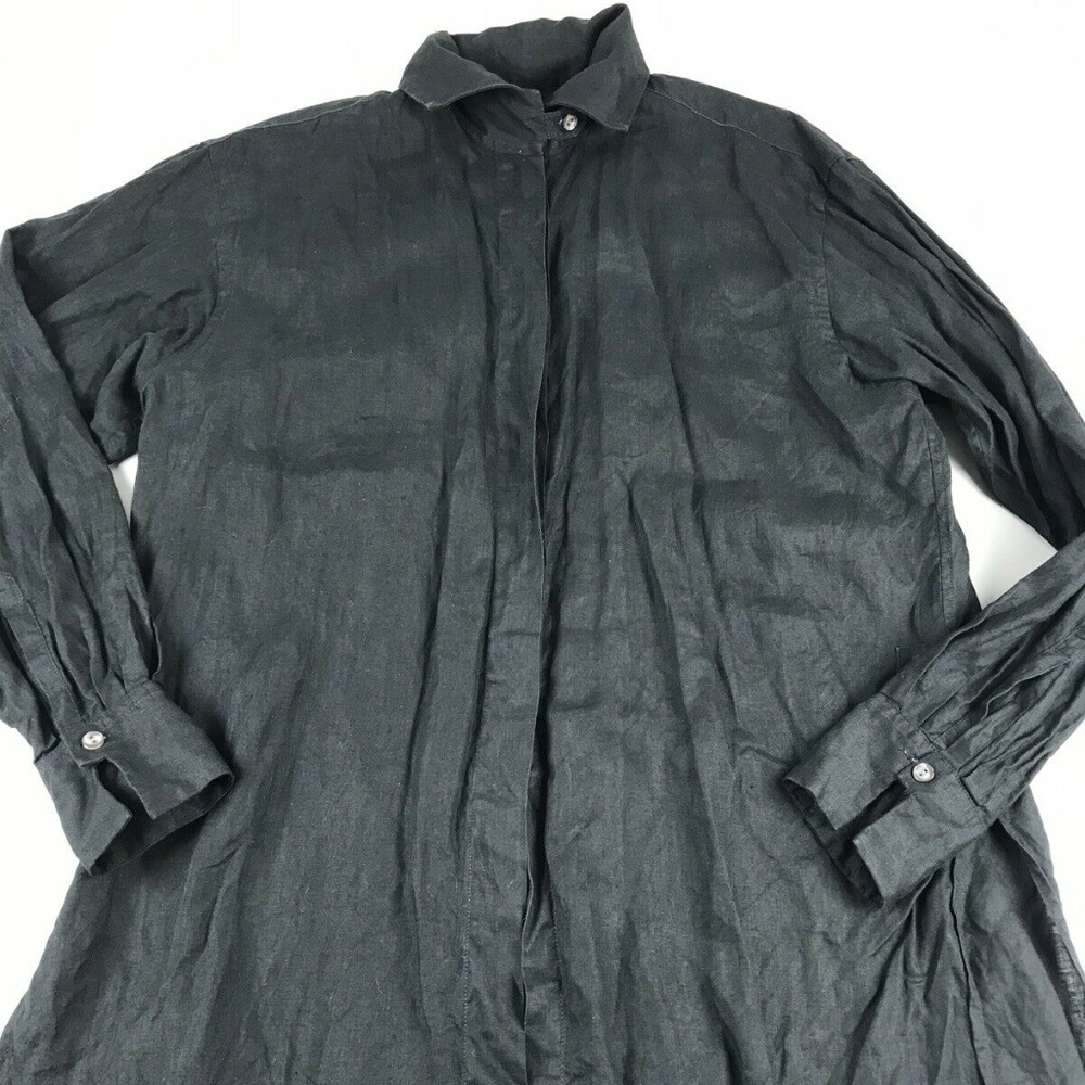 Jill McGowan Black Linen Button Long Sleeve Tunic